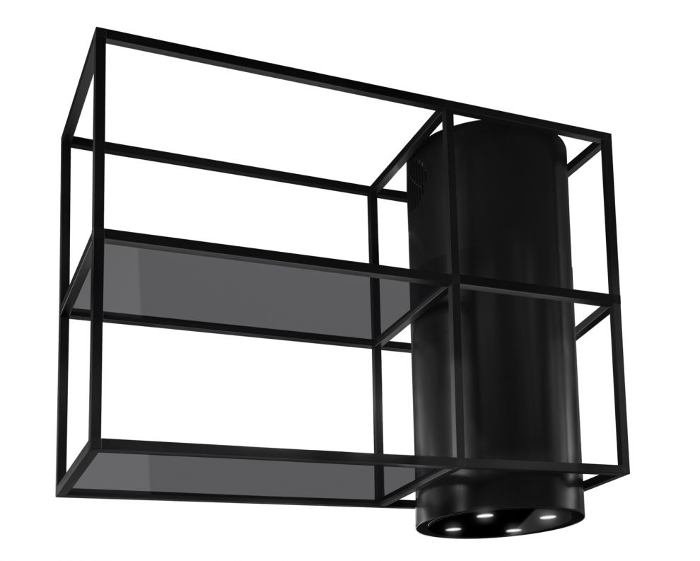 Okap wyspowy Tubo Cage Asymmetric Glass Black Matt - Czarny Matt - zdjęcie produktu