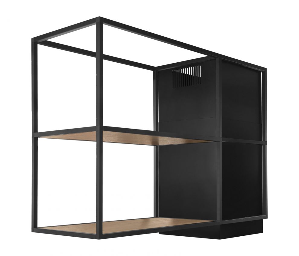 Okap wyspowy Quadro Cage Asymmetric Wood Black Matt - Czarny Matt - zdjęcie produktu 5