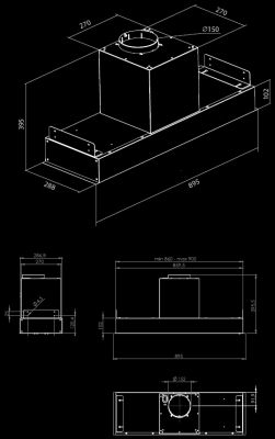 Okap podszafkowy Prato Eco Inox - INOX - Rysunek techniczny 2