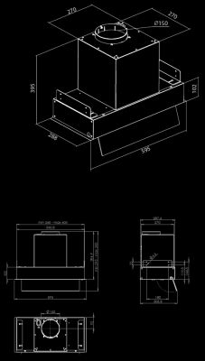 Okap podszafkowy Prato Inox - INOX - Rysunek techniczny