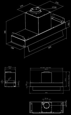 Okap podszafkowy Prato Inox - INOX - Rysunek techniczny 2