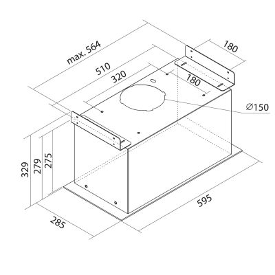 Okap podszafkowy Aris Eco Black Matt Gesture Control - Czarny Matt - Rysunek techniczny