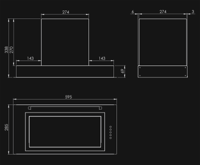 Okap podszafkowy Micra Plus White Matt - Biały Matt - Rysunek techniczny 2