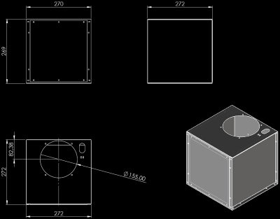 Turbina zewnętrzna poddaszowa N-1000 ALU aluminiowa - Rysunek techniczny