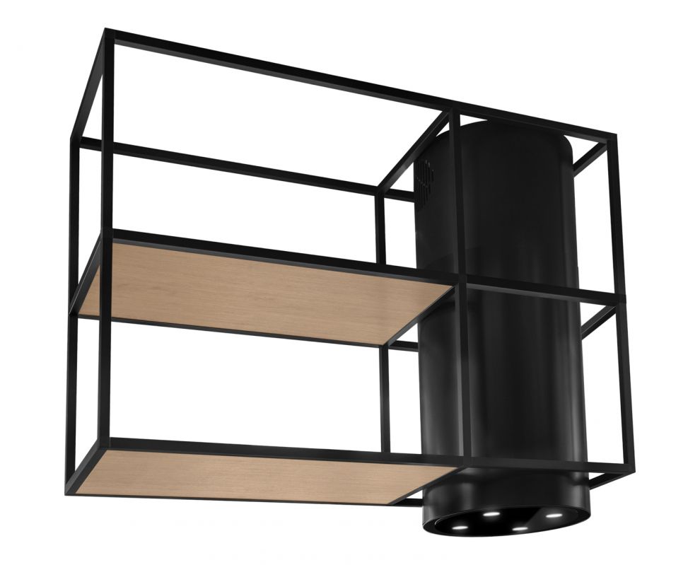 Okap wyspowy Tubo Cage Asymmetric Wood Black Matt - Czarny Matt - zdjęcie produktu
