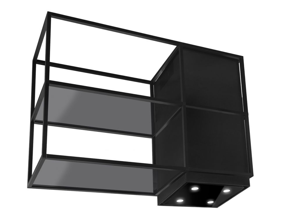 Okap wyspowy Quadro Cage Asymmetric Glass Black Matt - Czarny Matt - zdjęcie produktu 9