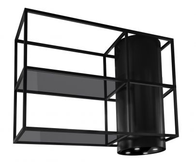 Okap wyspowy Tubo Cage Asymmetric Glass Black Matt - Czarny Matt - 120 cm