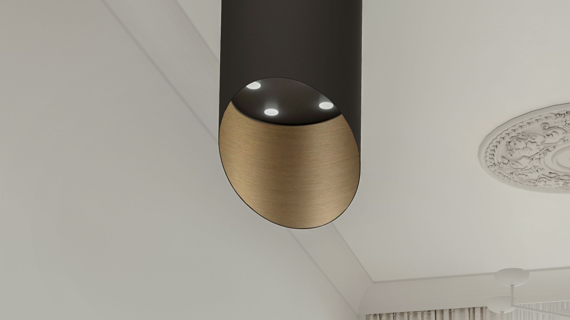 Okap wyspowy Hiro Color Black-Gold - Czarny Matt/Złoty - Wizualizacja 3