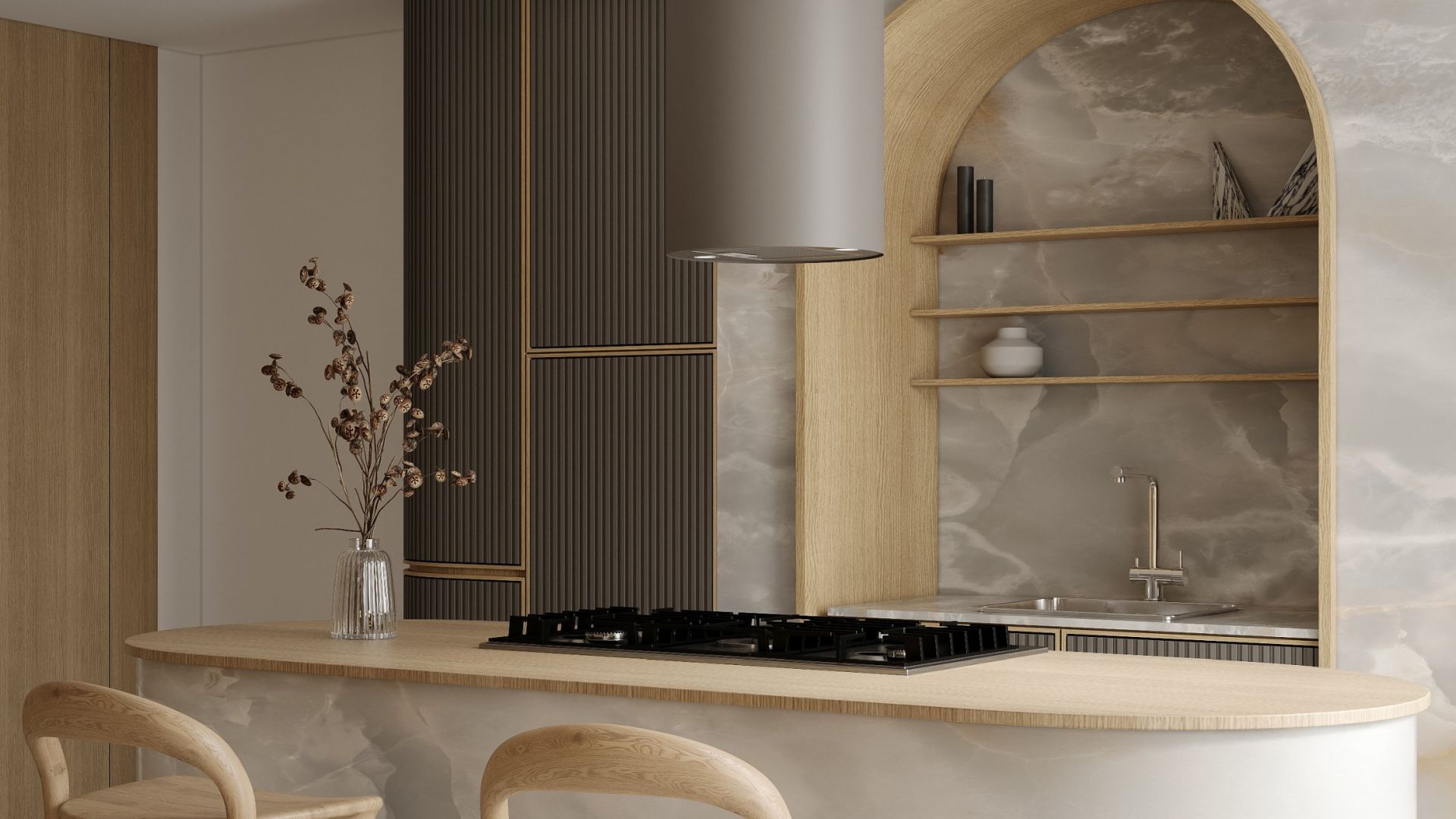 Okap wyspowy Cylindro Eco Taupe - Taupe - Wizualizacja 4