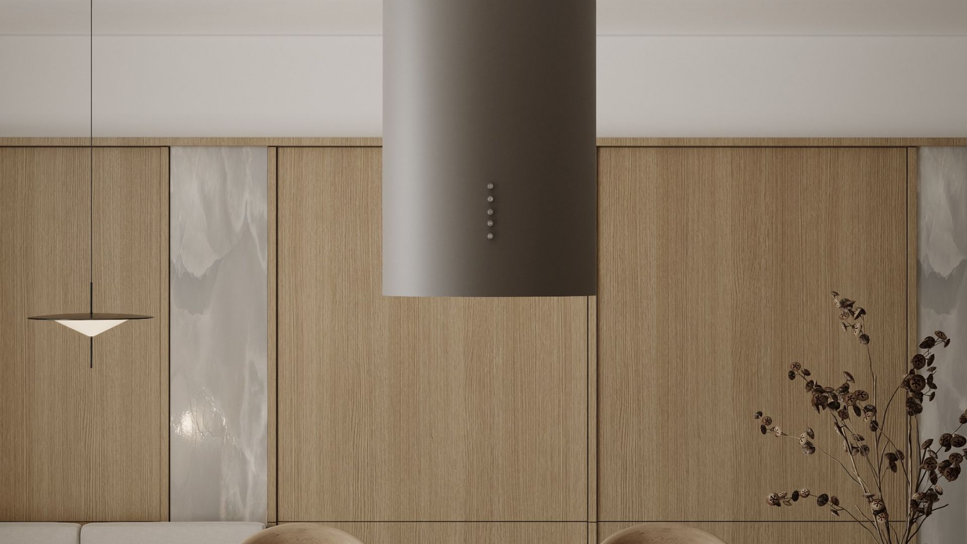 Okap wyspowy Cylindro Eco Taupe - Taupe - Wizualizacja 6