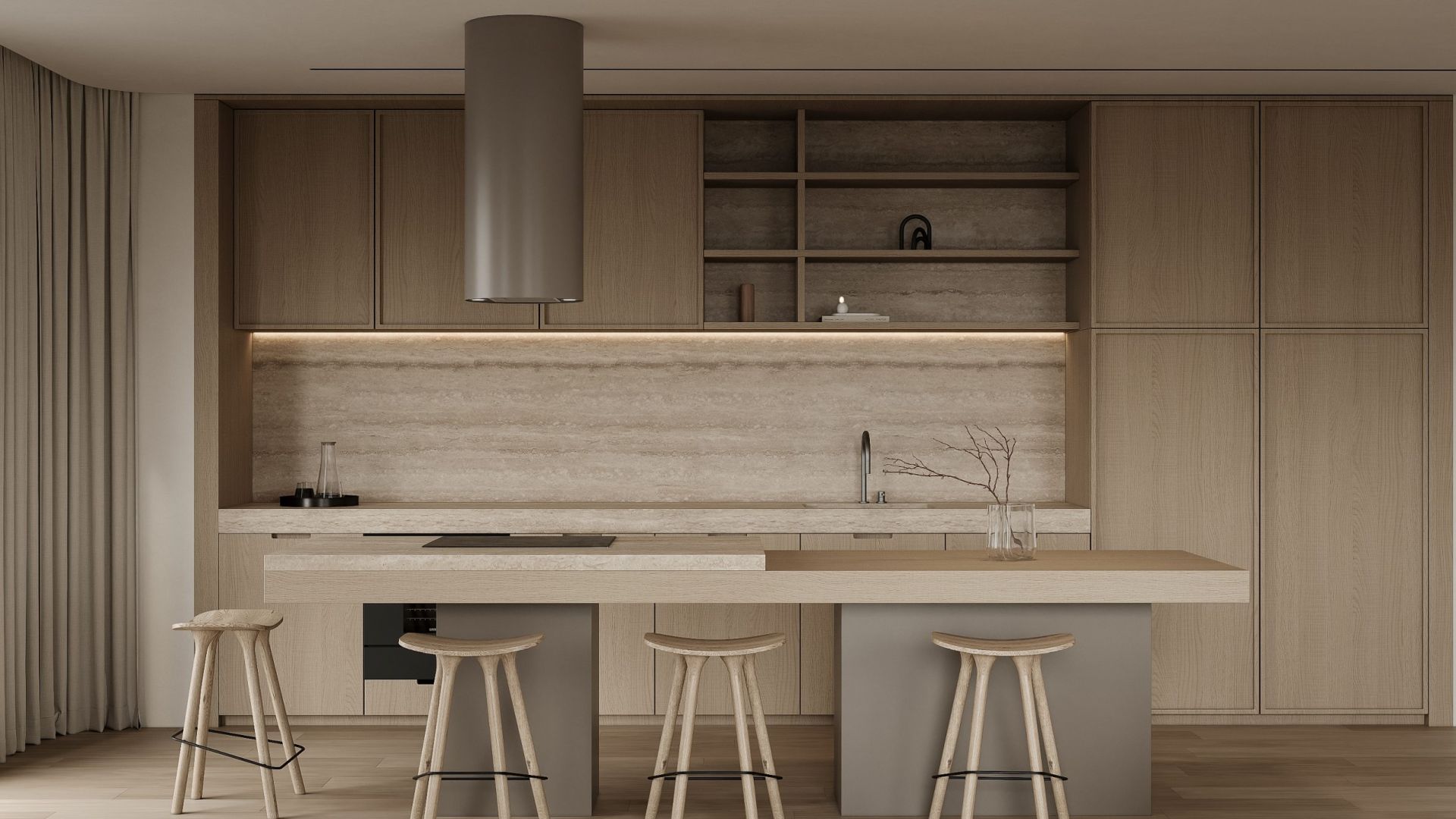 Okap wyspowy Cylindro Taupe - Taupe - Wizualizacja