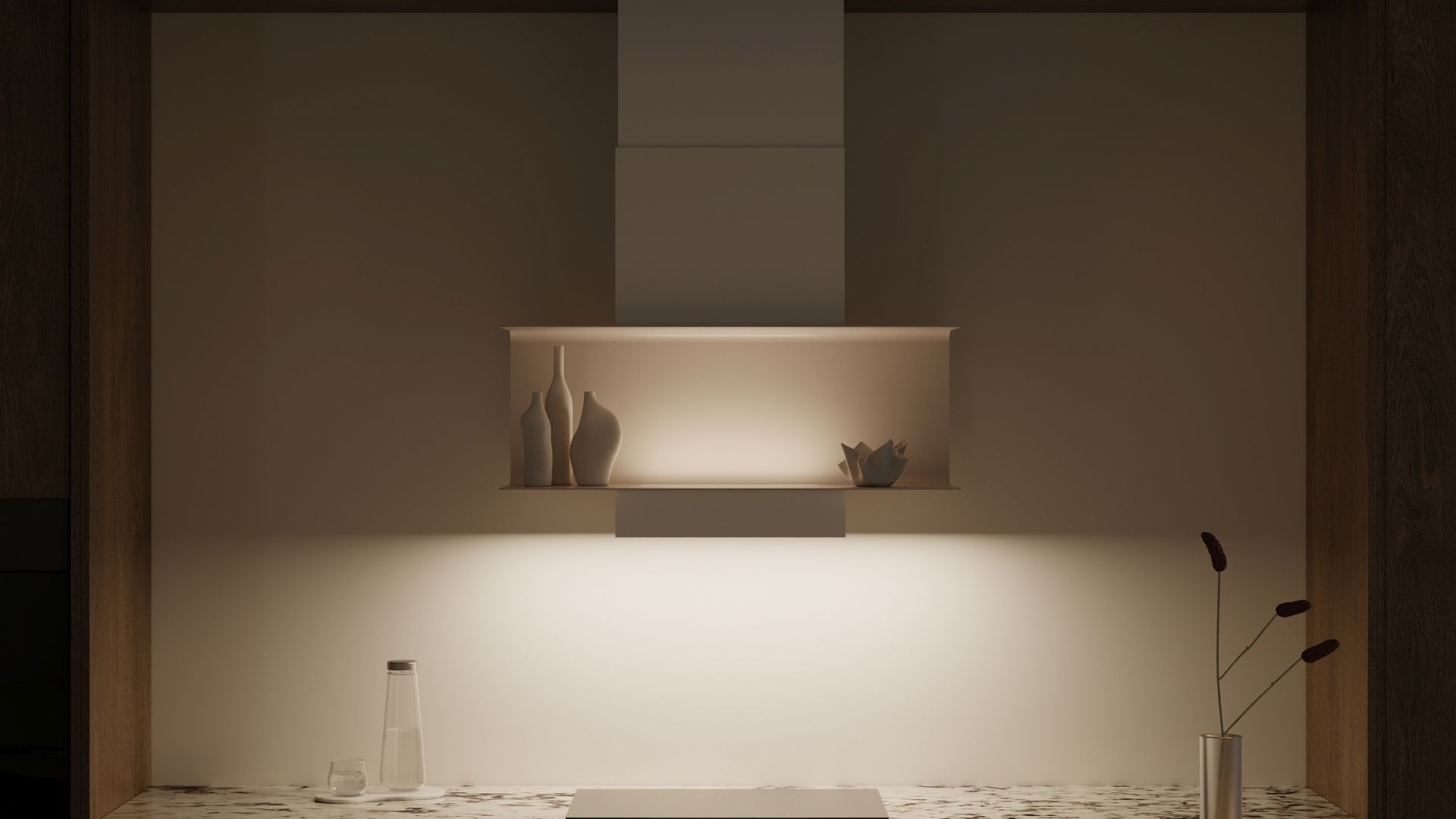 Okap kominowy C-Shelf White-Kashmir - Biały Matt/Kashmir - Wizualizacja 7