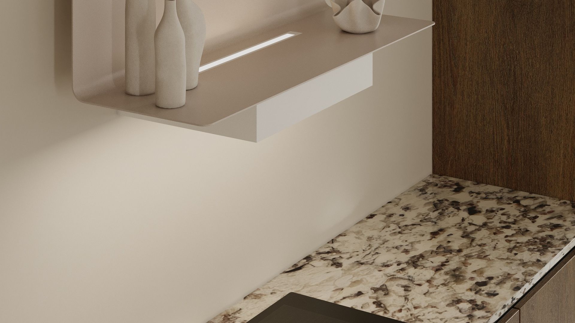 Okap kominowy C-Shelf White-Kashmir - Biały Matt/Kashmir - Wizualizacja 8