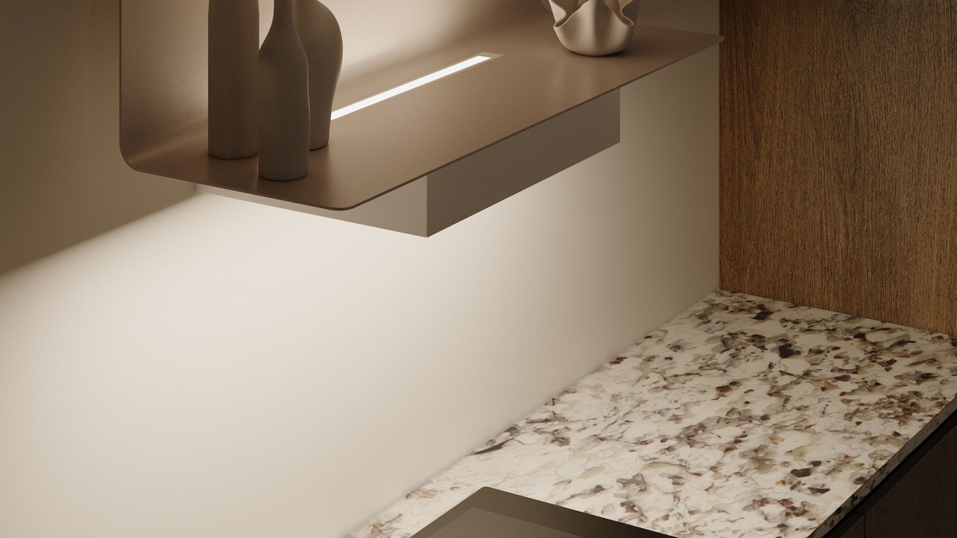 Okap kominowy C-Shelf White-Kashmir - Biały Matt/Kashmir - Wizualizacja 9