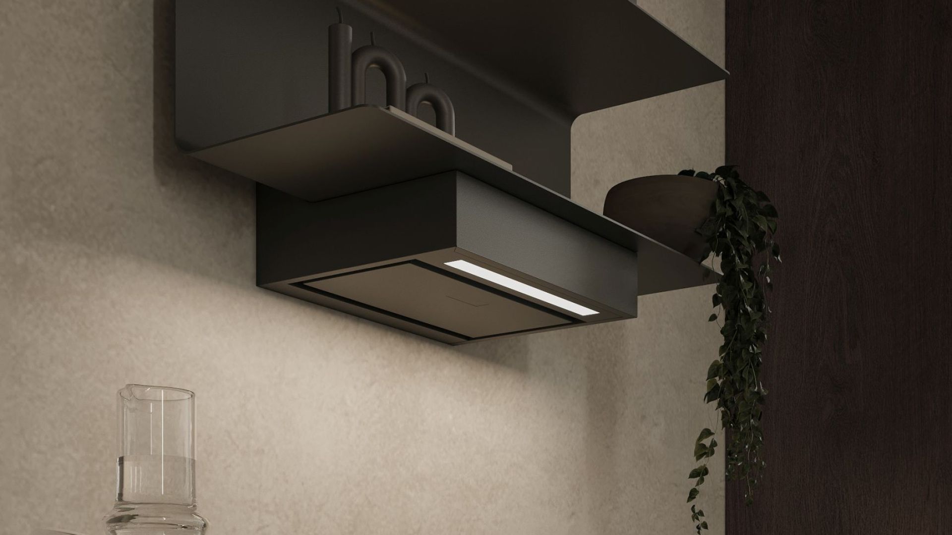 Okap kominowy C-Shelf Black-Black - Czarny Matt - Wizualizacja 4