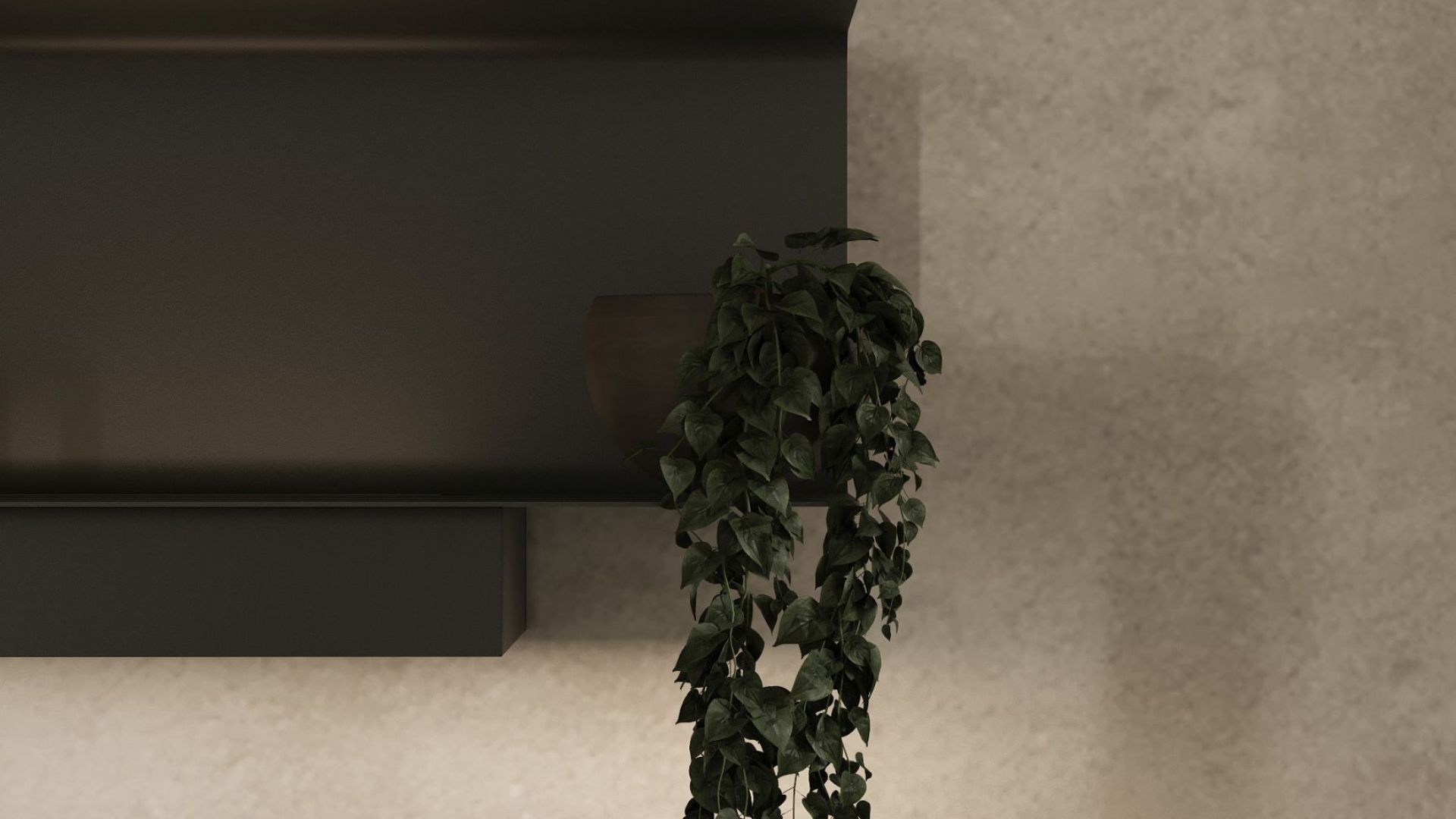 Okap kominowy C-Shelf Black-Black - Czarny Matt - Wizualizacja 5