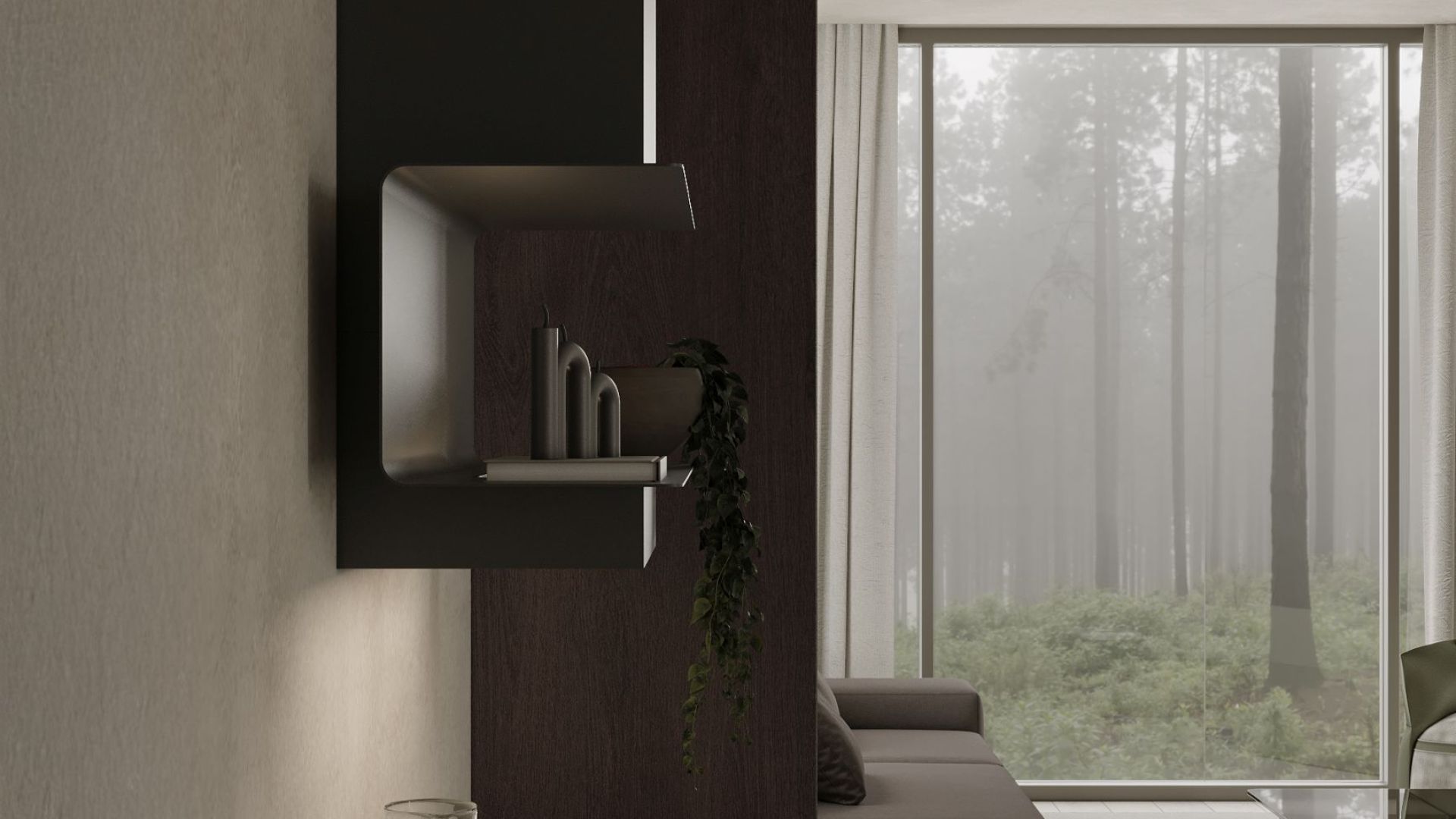 Okap kominowy C-Shelf Black-Black - Czarny Matt - Wizualizacja 8