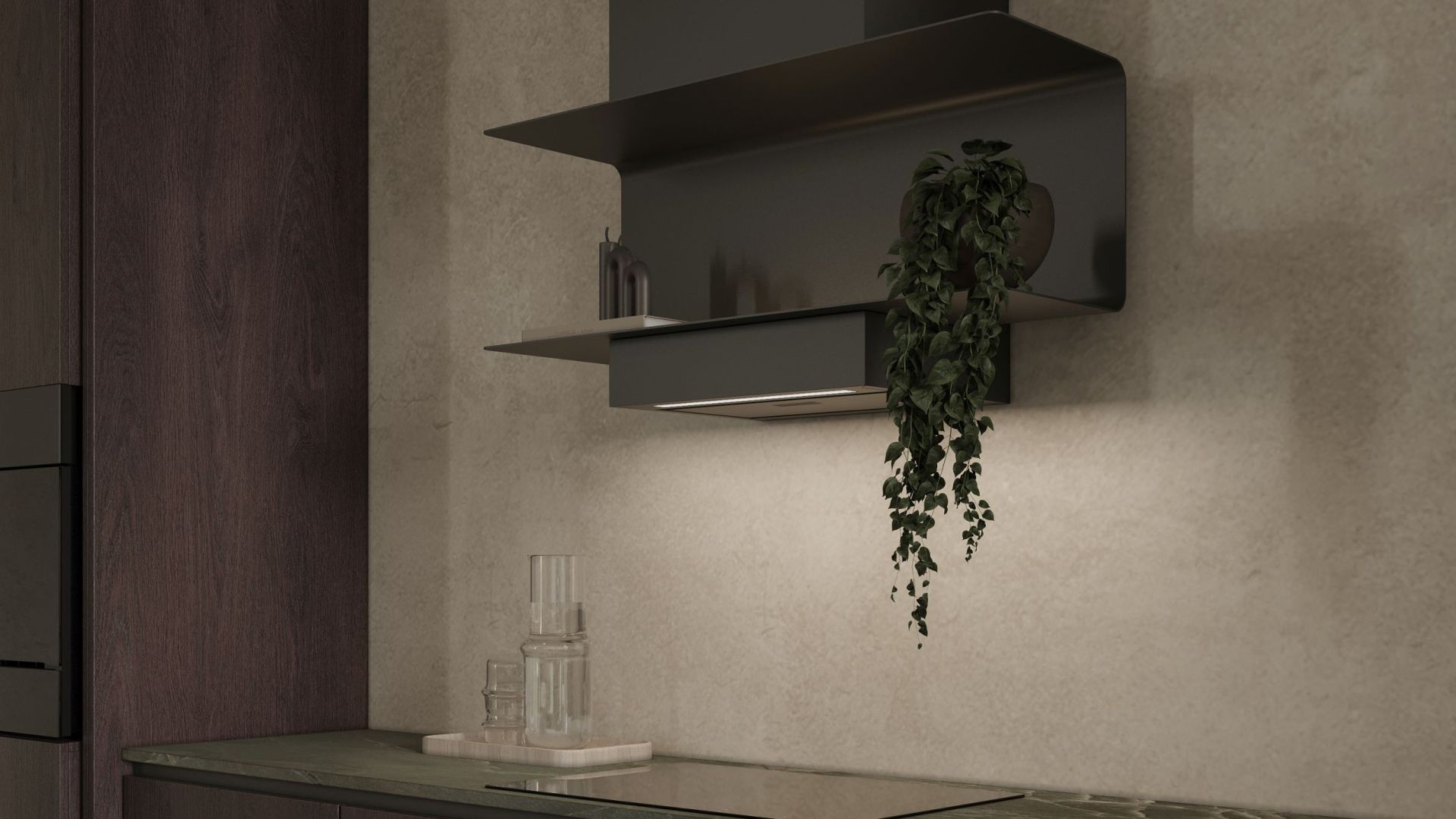 Okap kominowy C-Shelf Black-Black - Czarny Matt - Wizualizacja 9