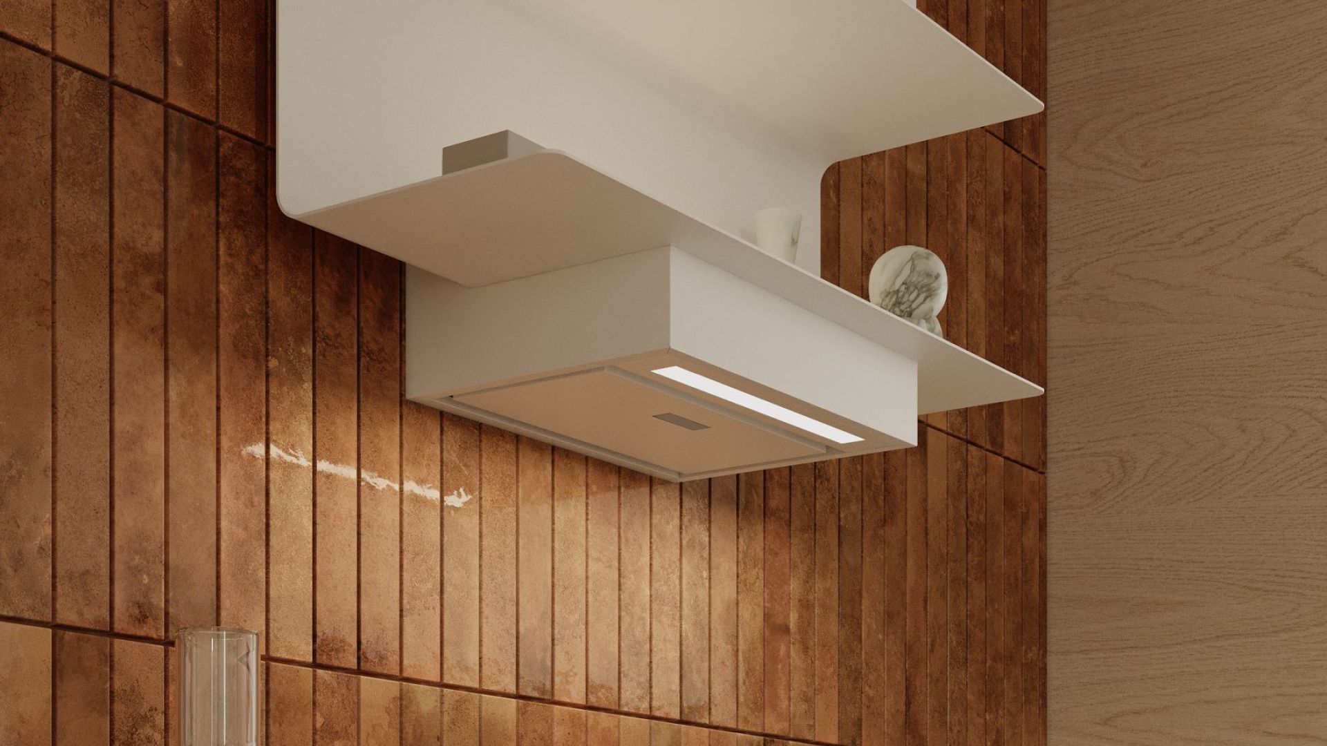 Okap kominowy C-Shelf White-White - Biały Matt - Wizualizacja 5