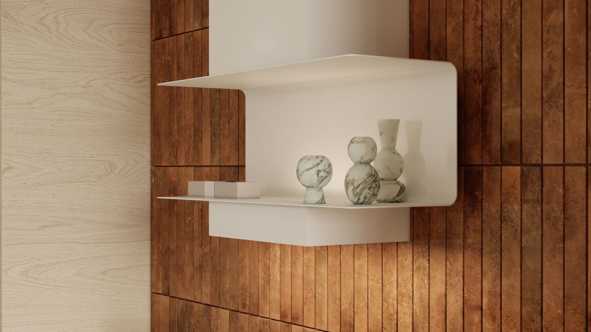 Okap kominowy C-Shelf White-White - Biały Matt - Wizualizacja 6