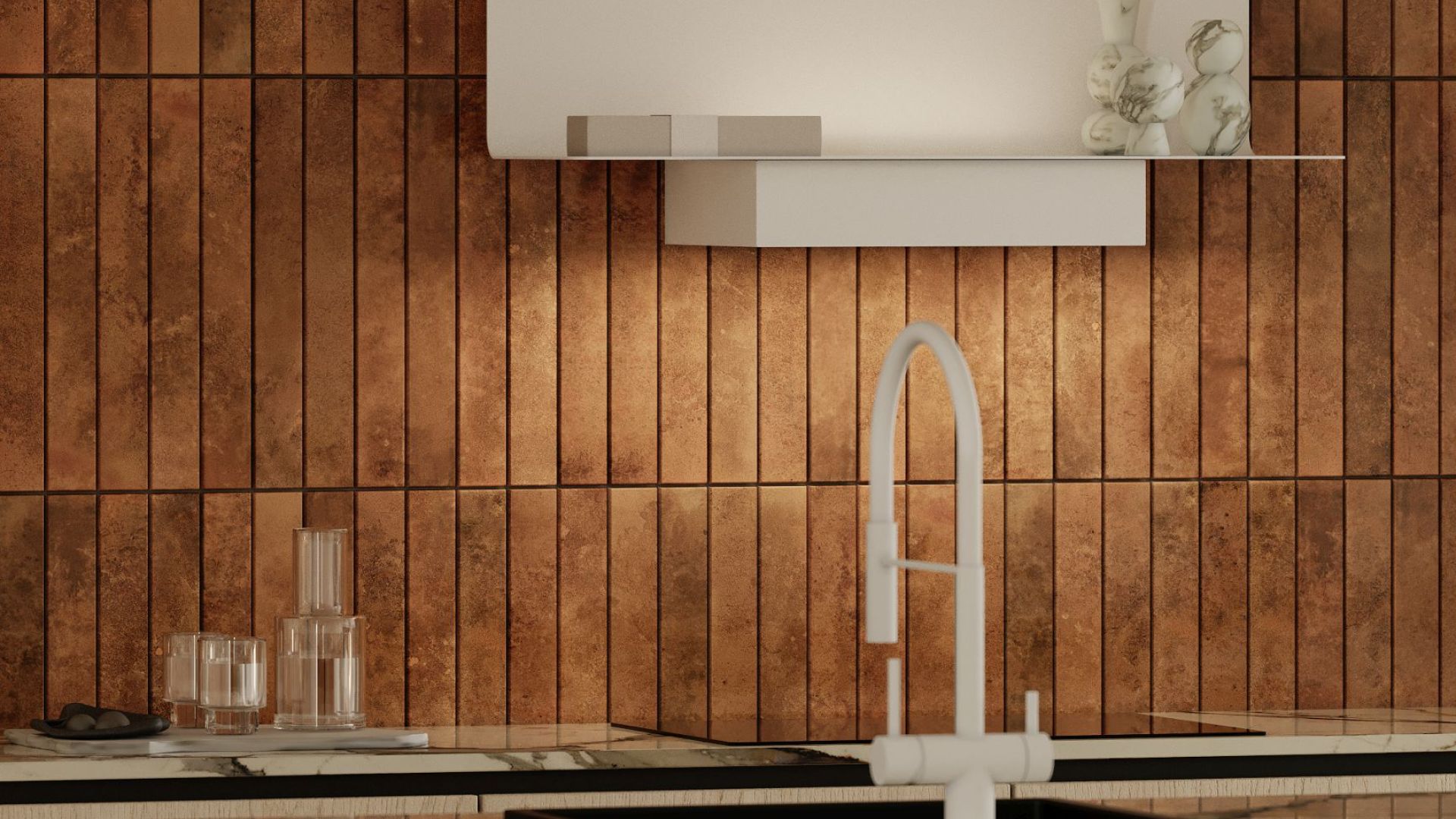 Okap kominowy C-Shelf White-White - Biały Matt - Wizualizacja 7