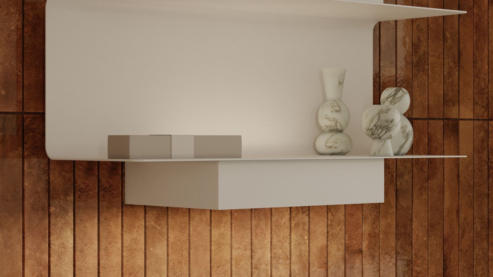 Okap kominowy C-Shelf White-White - Biały Matt - Wizualizacja 8