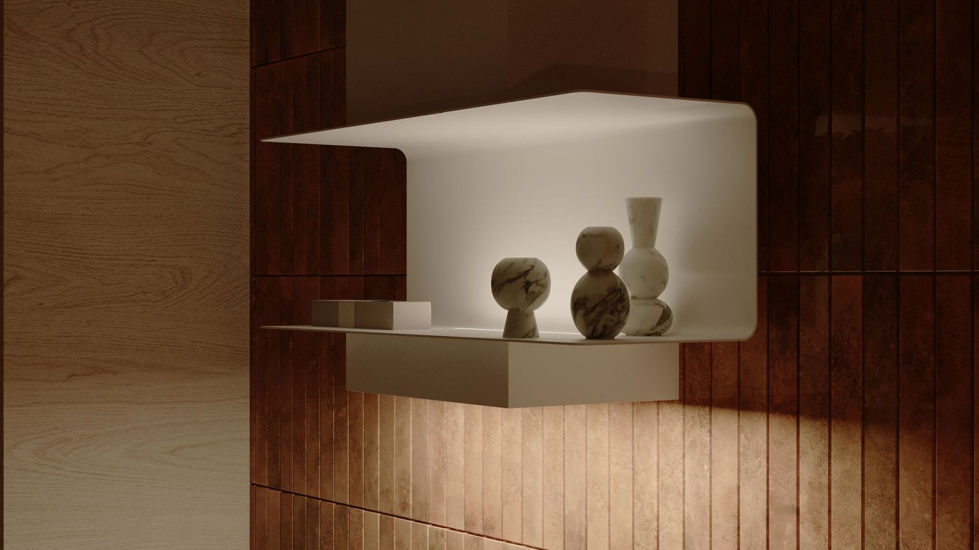 Okap kominowy C-Shelf White-White - Biały Matt - Wizualizacja 9