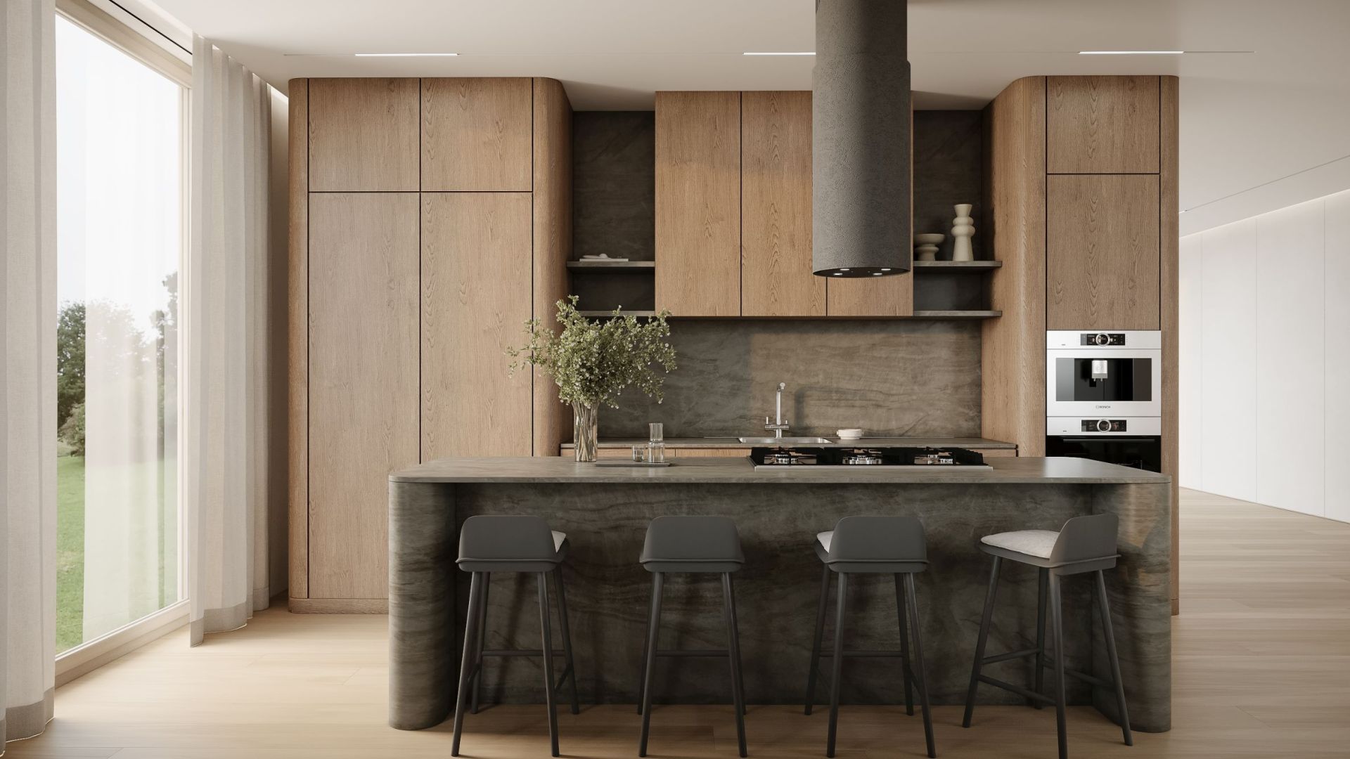 Okap wyspowy Columni Stono Dark Grey - Szary - Wizualizacja 2