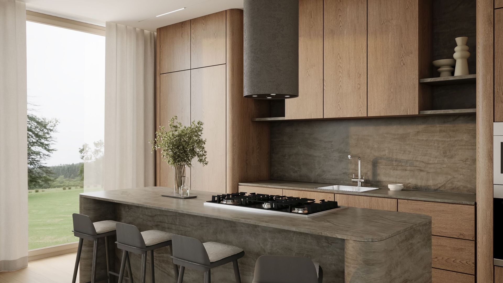 Okap wyspowy Columni Stono Dark Grey - Szary - Wizualizacja 3