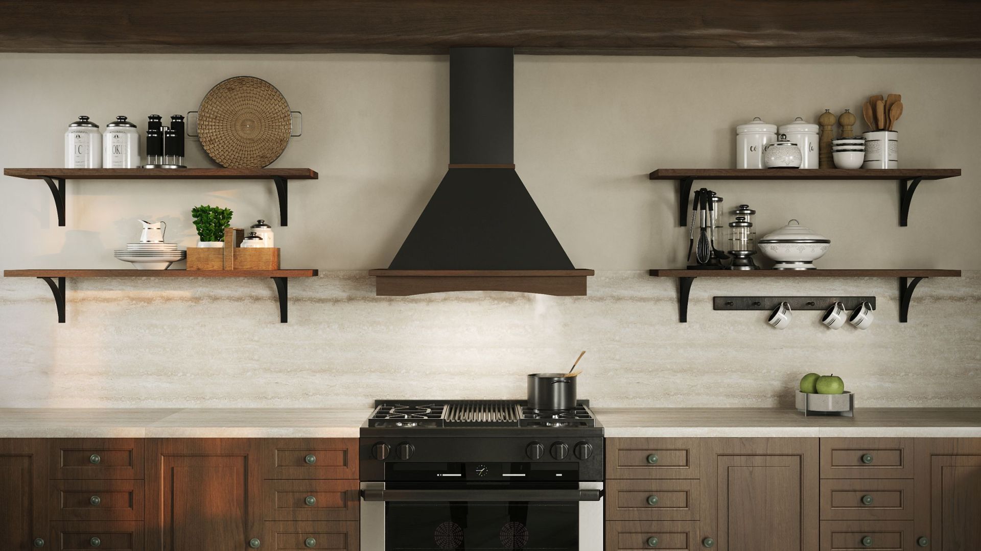 Okap rustykalny Rustic Black Matt Gesture Control - Czarny Matt - Wizualizacja 3