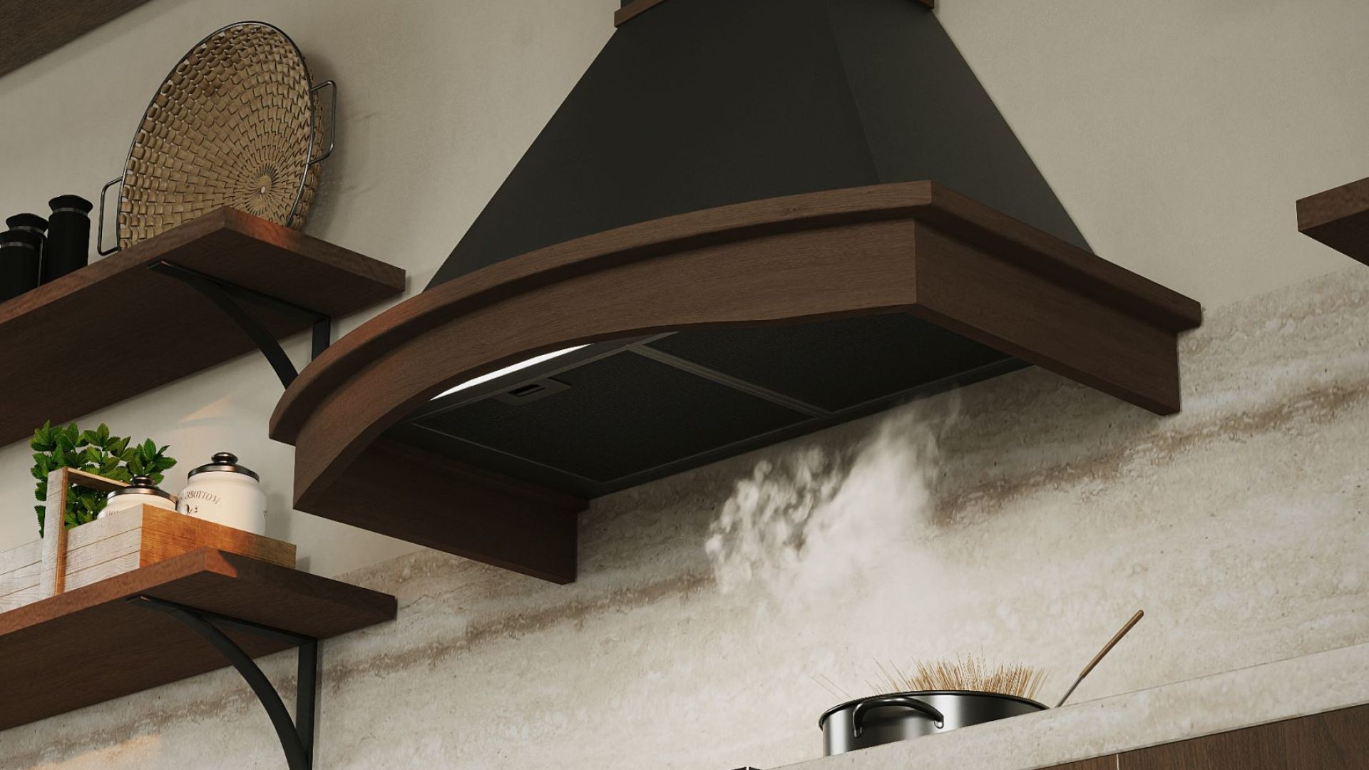 Okap rustykalny Rustic Black Matt Gesture Control - Czarny Matt - Wizualizacja 4