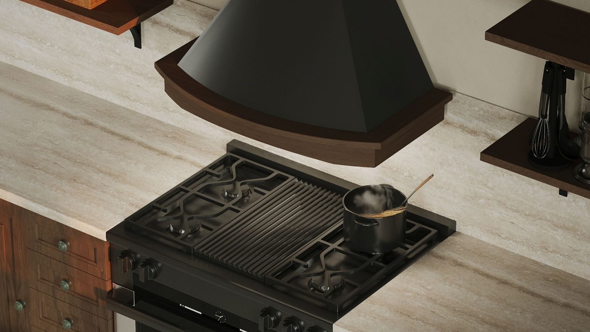 Okap rustykalny Rustic Black Matt Gesture Control - Czarny Matt - Wizualizacja 7