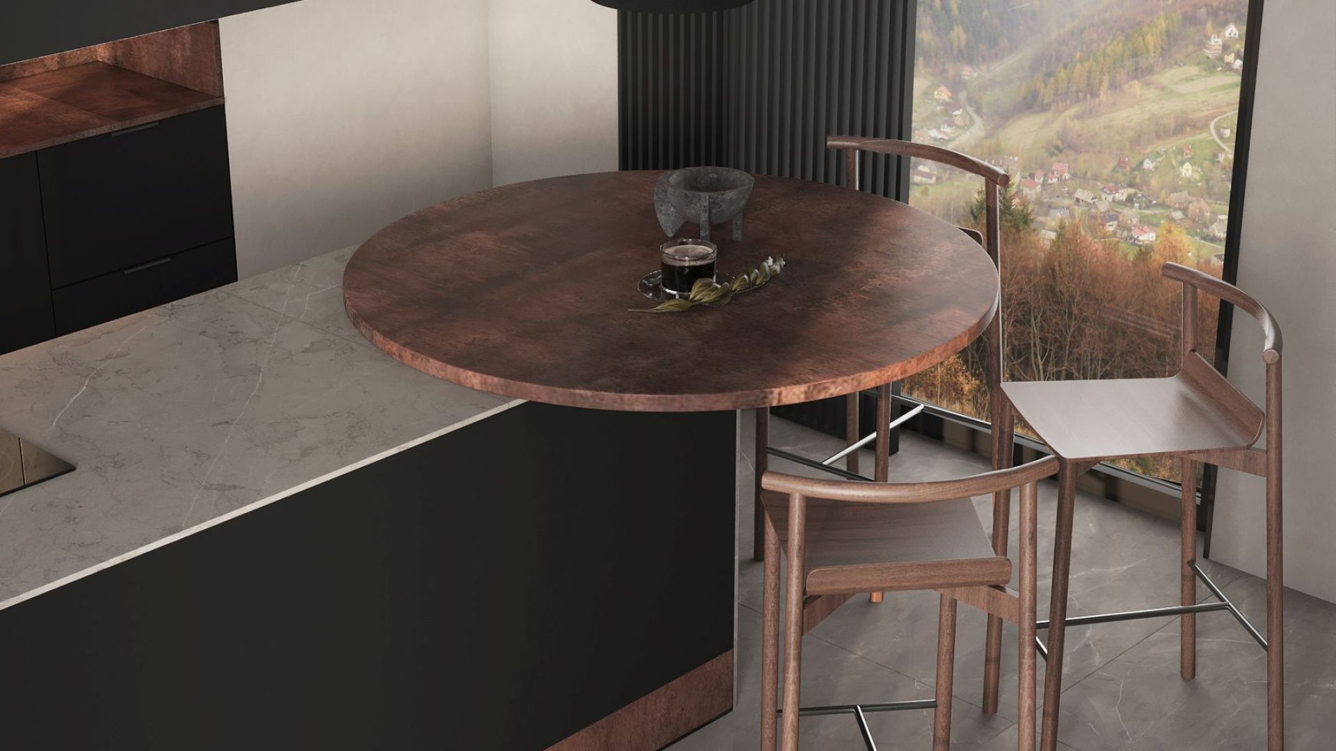 Okap wyspowy Alvar Black Matt - Czarny Matt - Wizualizacja 4