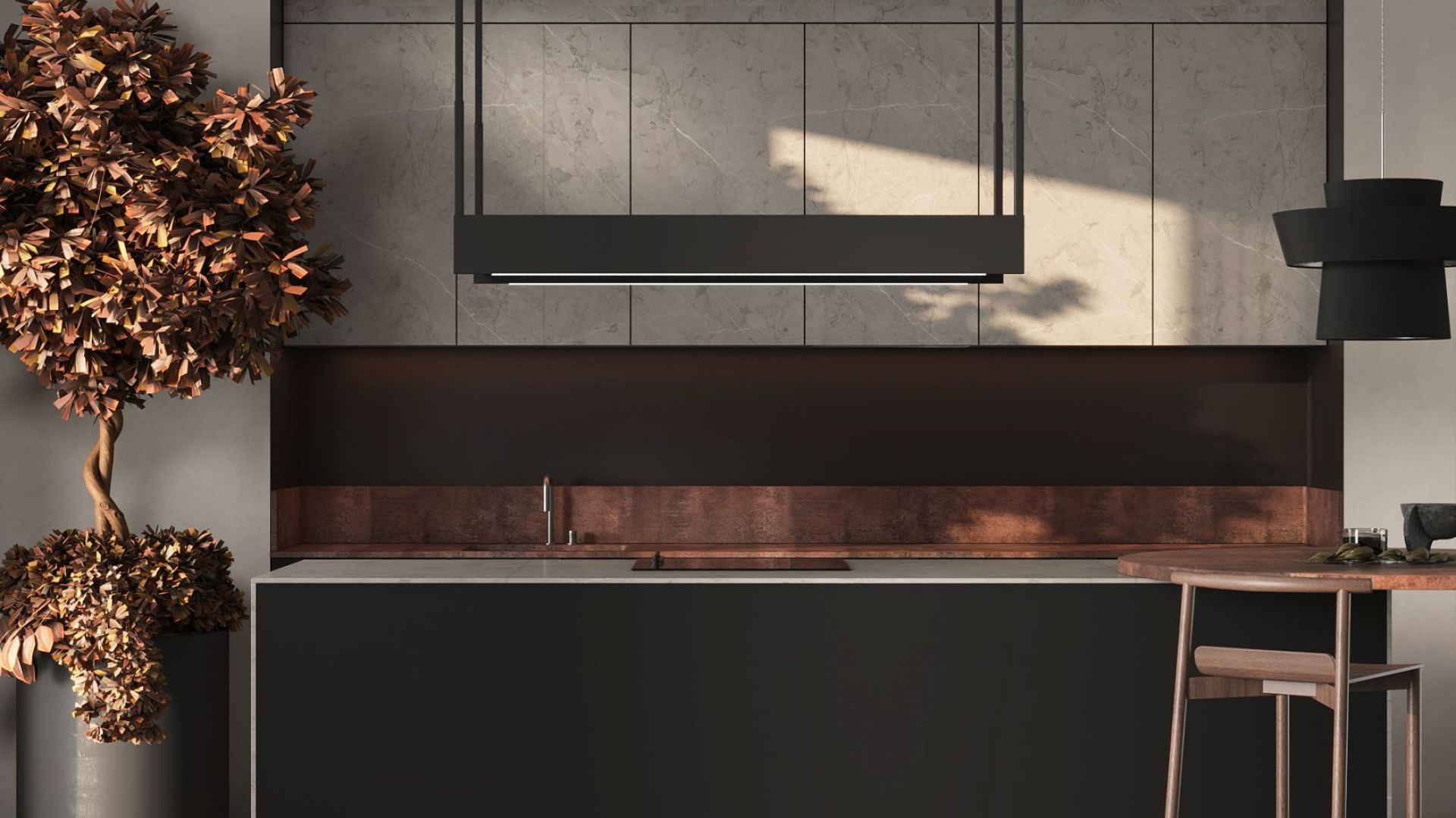 Okap wyspowy Alvar Black Matt - Czarny Matt - Wizualizacja 5