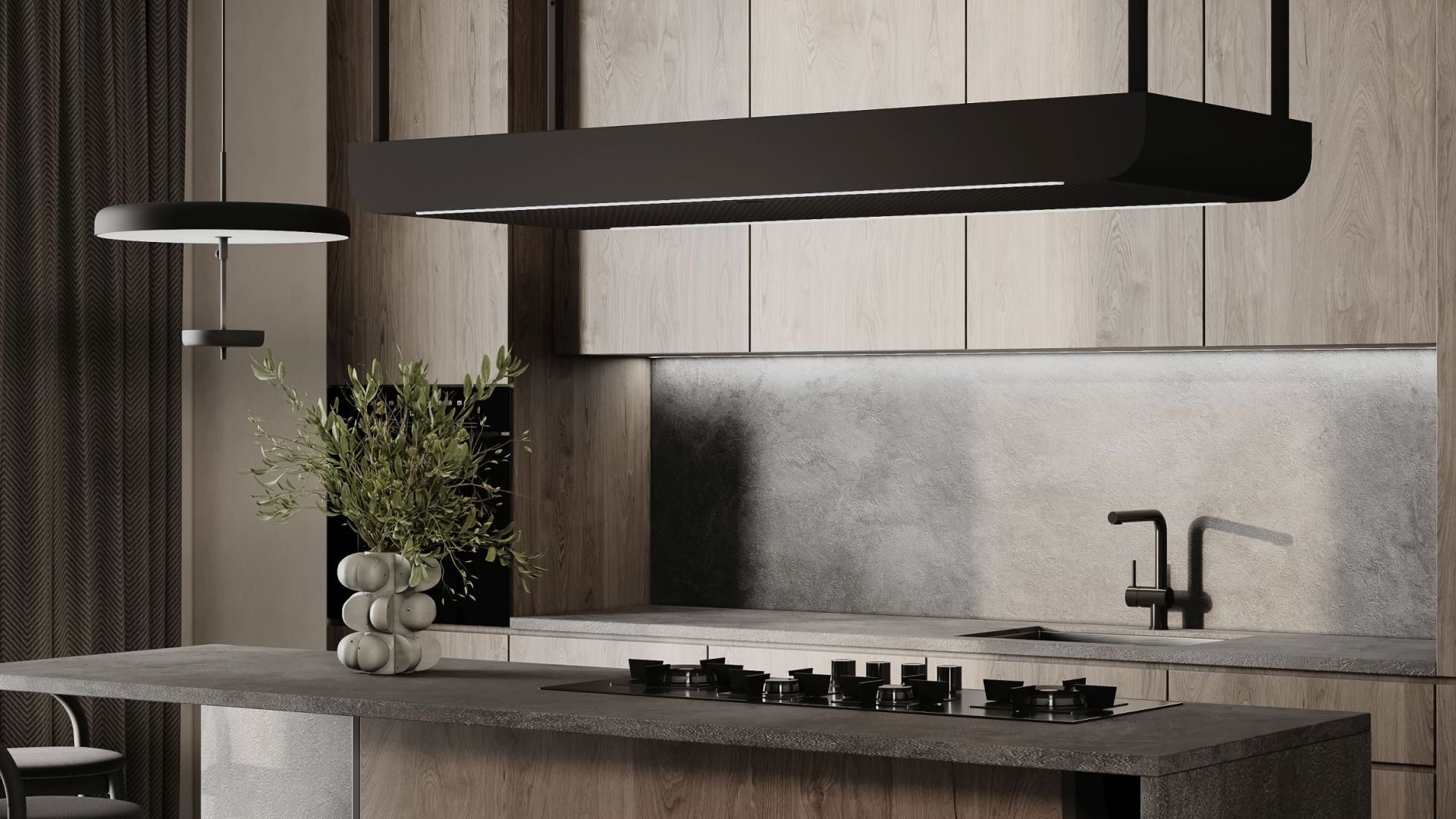 Okap wyspowy Arne Black Matt - Czarny Matt - Wizualizacja 4