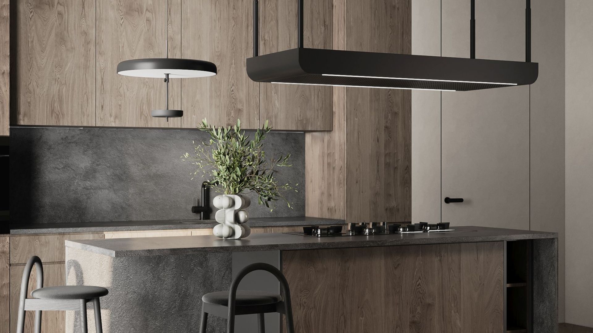 Okap wyspowy Arne Black Matt - Czarny Matt - Wizualizacja 6