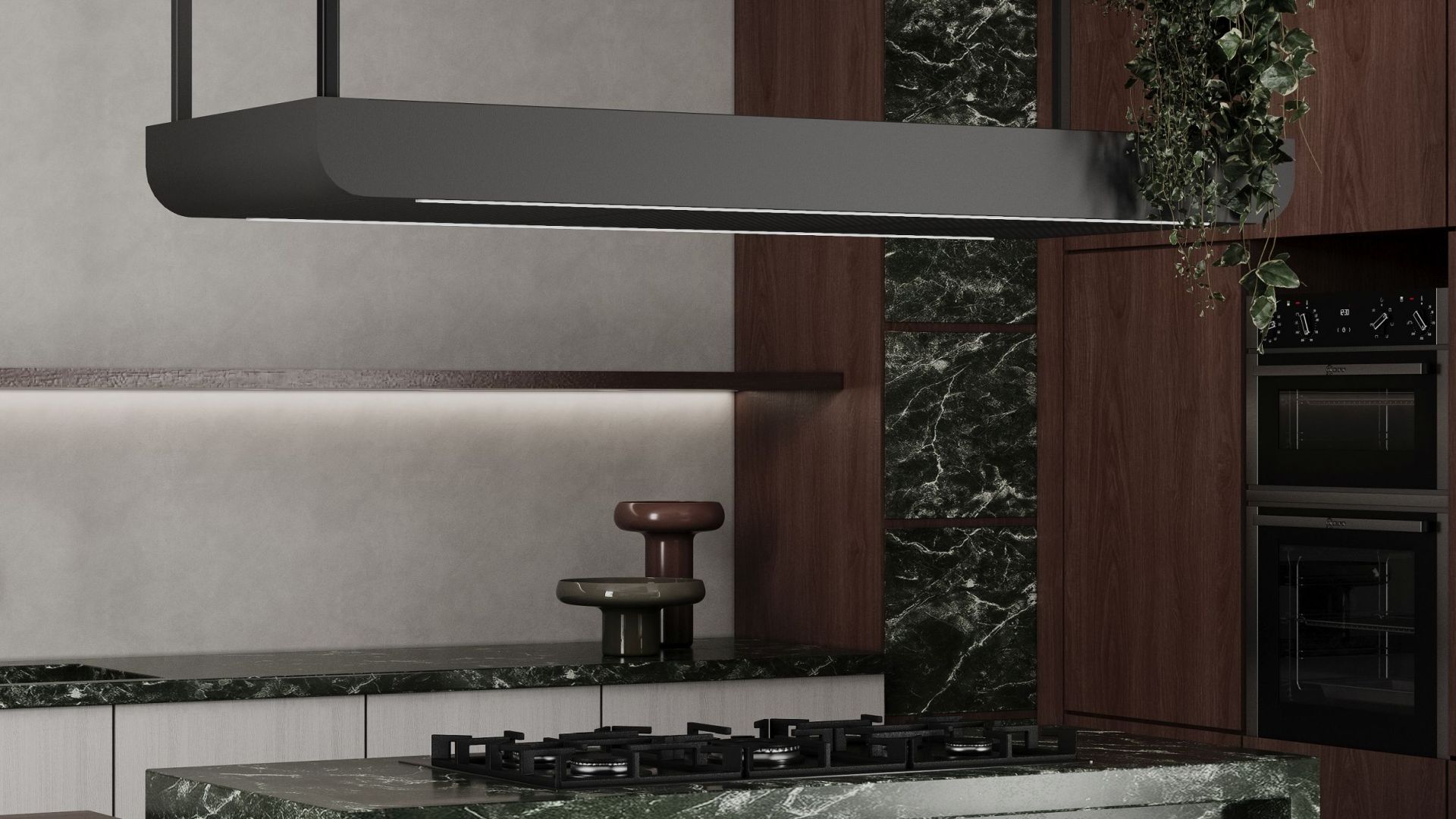 Okap wyspowy Arne Glass Black Matt - Czarny Matt - Wizualizacja 4