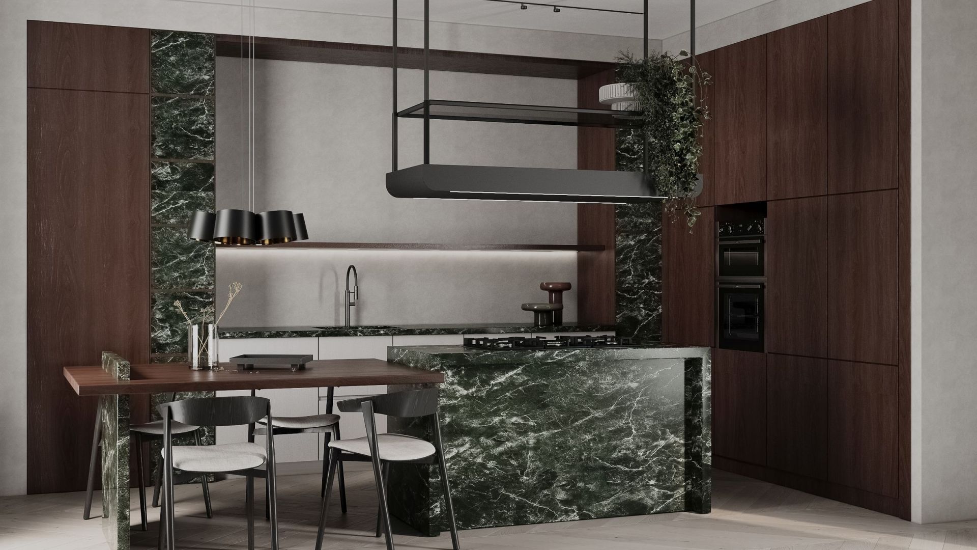 Okap wyspowy Arne Glass Black Matt - Czarny Matt - Wizualizacja 5