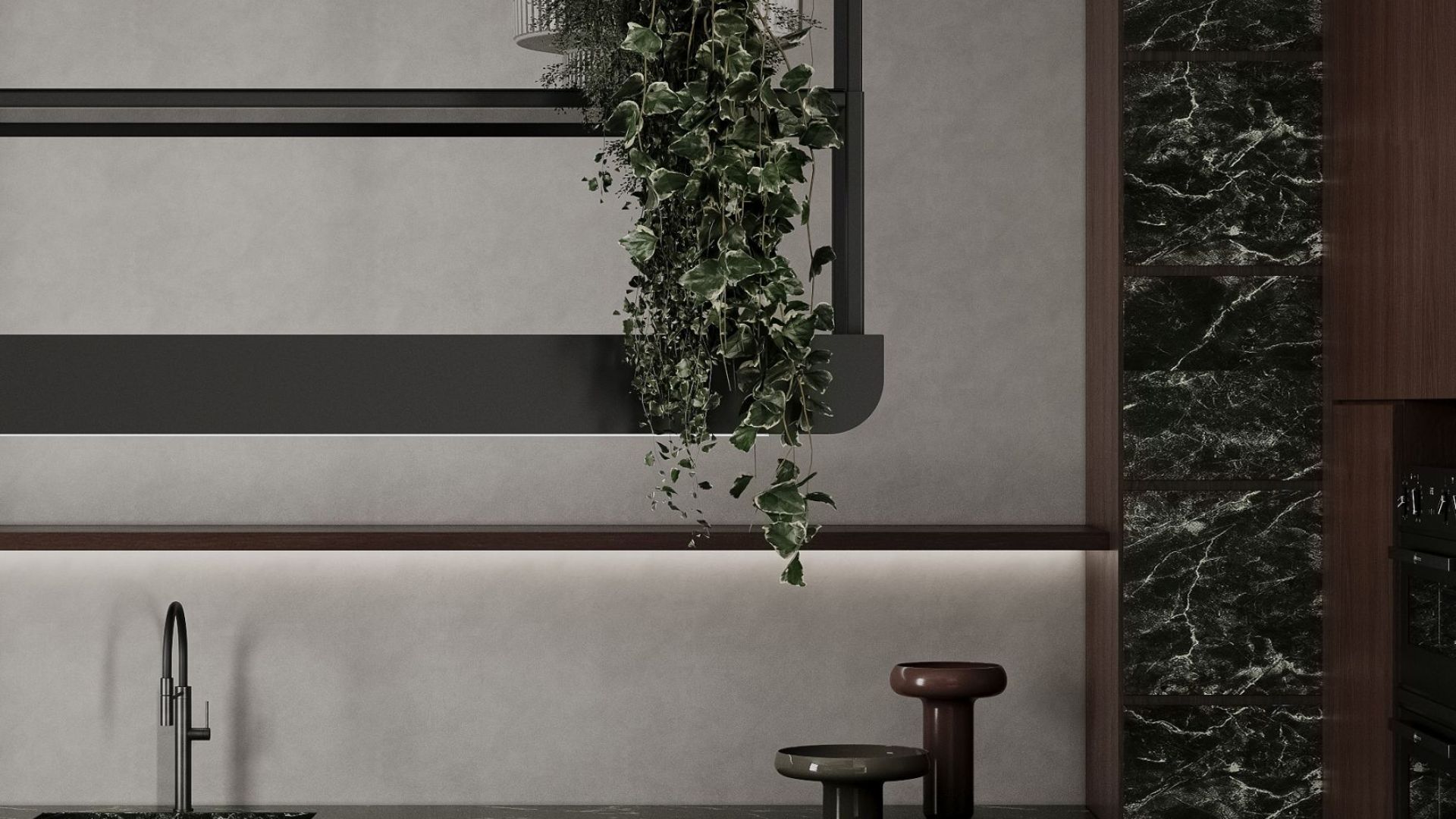 Okap wyspowy Arne Glass Black Matt - Czarny Matt - Wizualizacja 6