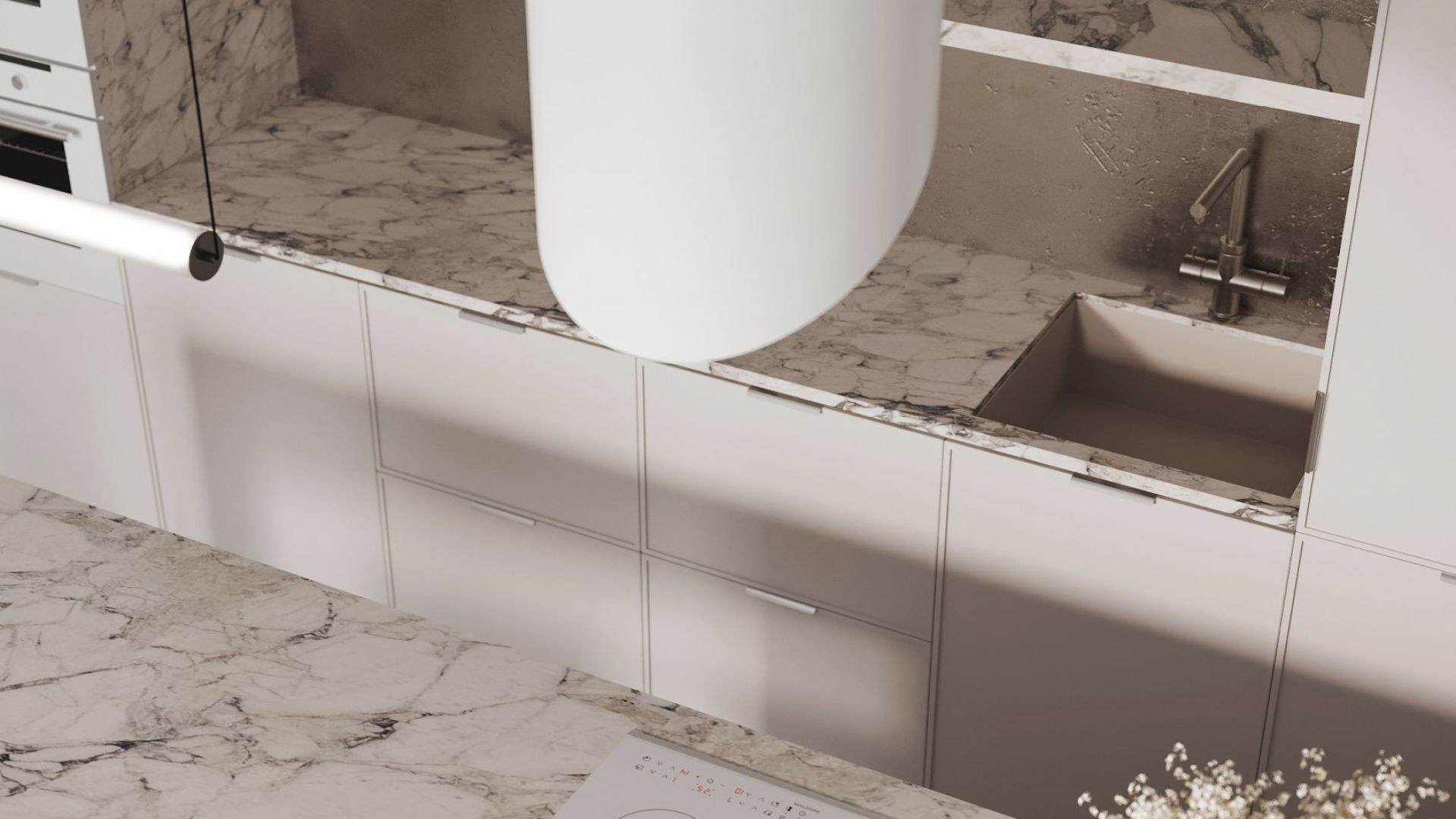 Okap wyspowy Hiro White Matt - Biały Matt - Wizualizacja 7