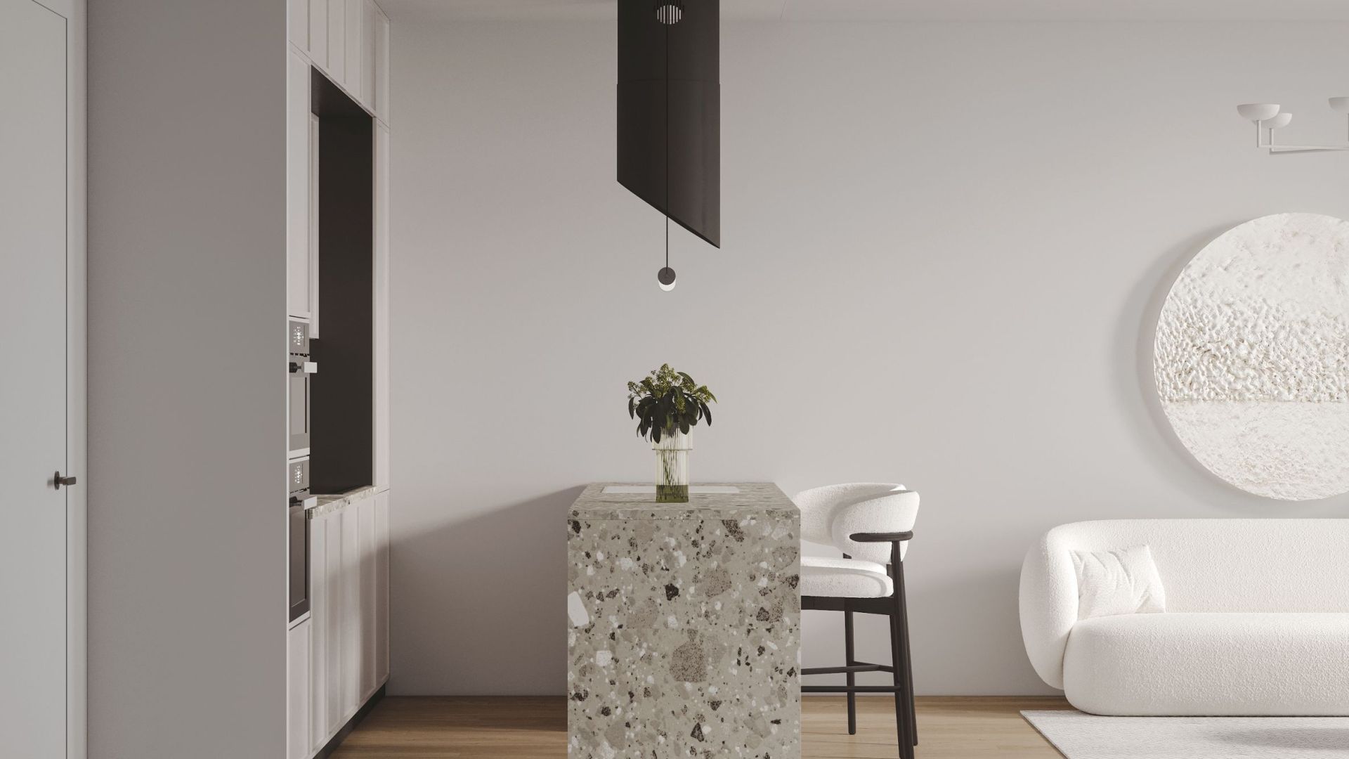 Okap wyspowy Hiro Black Matt - Czarny Matt - Wizualizacja 4