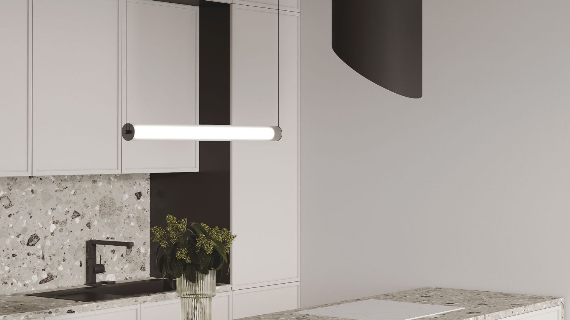 Okap wyspowy Hiro Black Matt - Czarny Matt - Wizualizacja 6