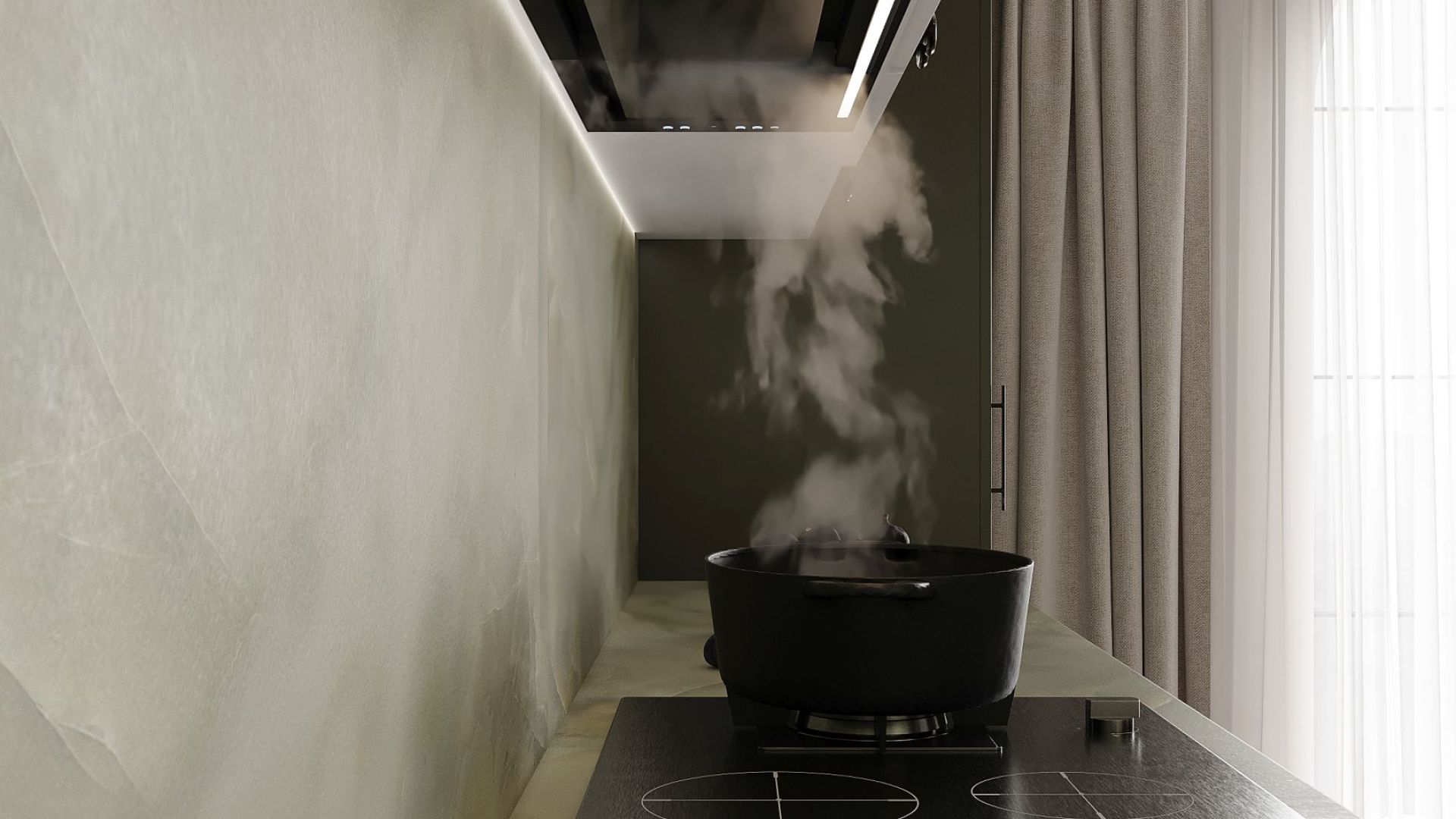 Okap podszafkowy Micra Black Matt 120 cm - Czarny Matt - Wizualizacja 2