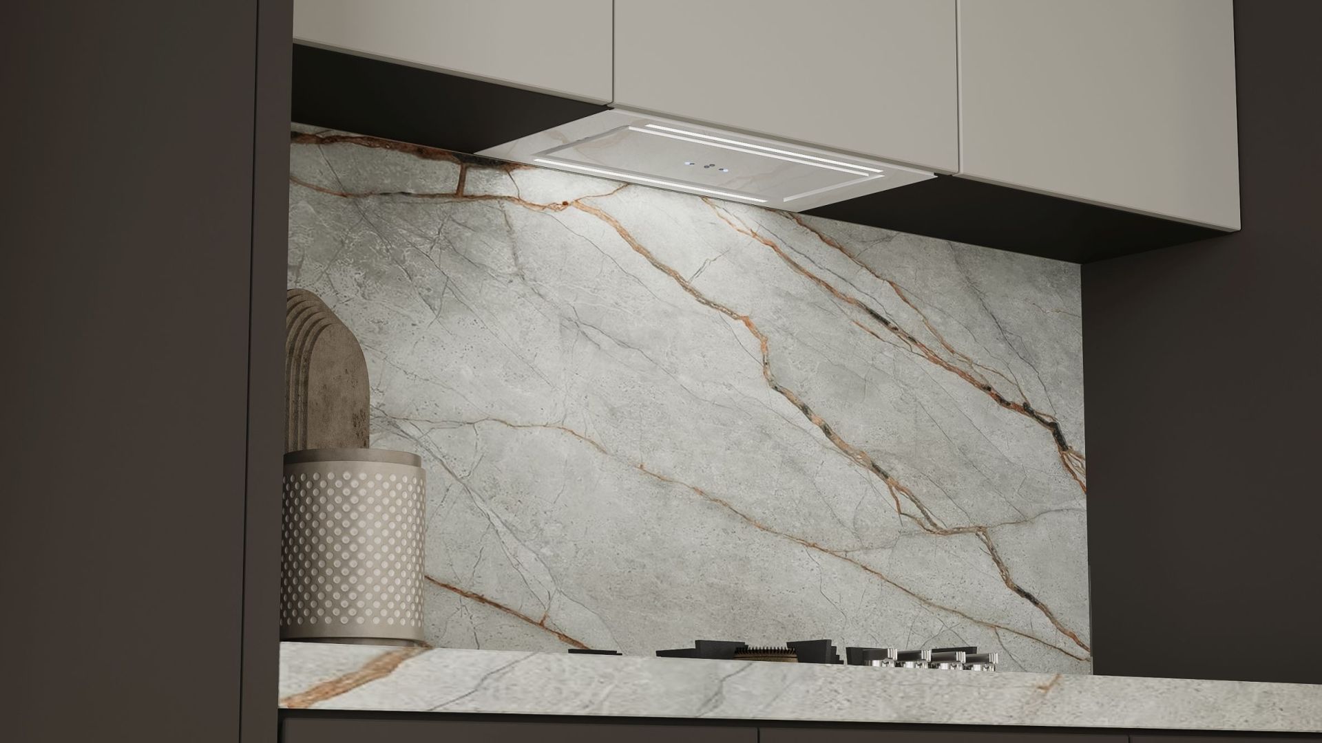 Okap podszafkowy Lando Glass 2STRIPS White Gesture Control BLDC - Biały - Wizualizacja 3