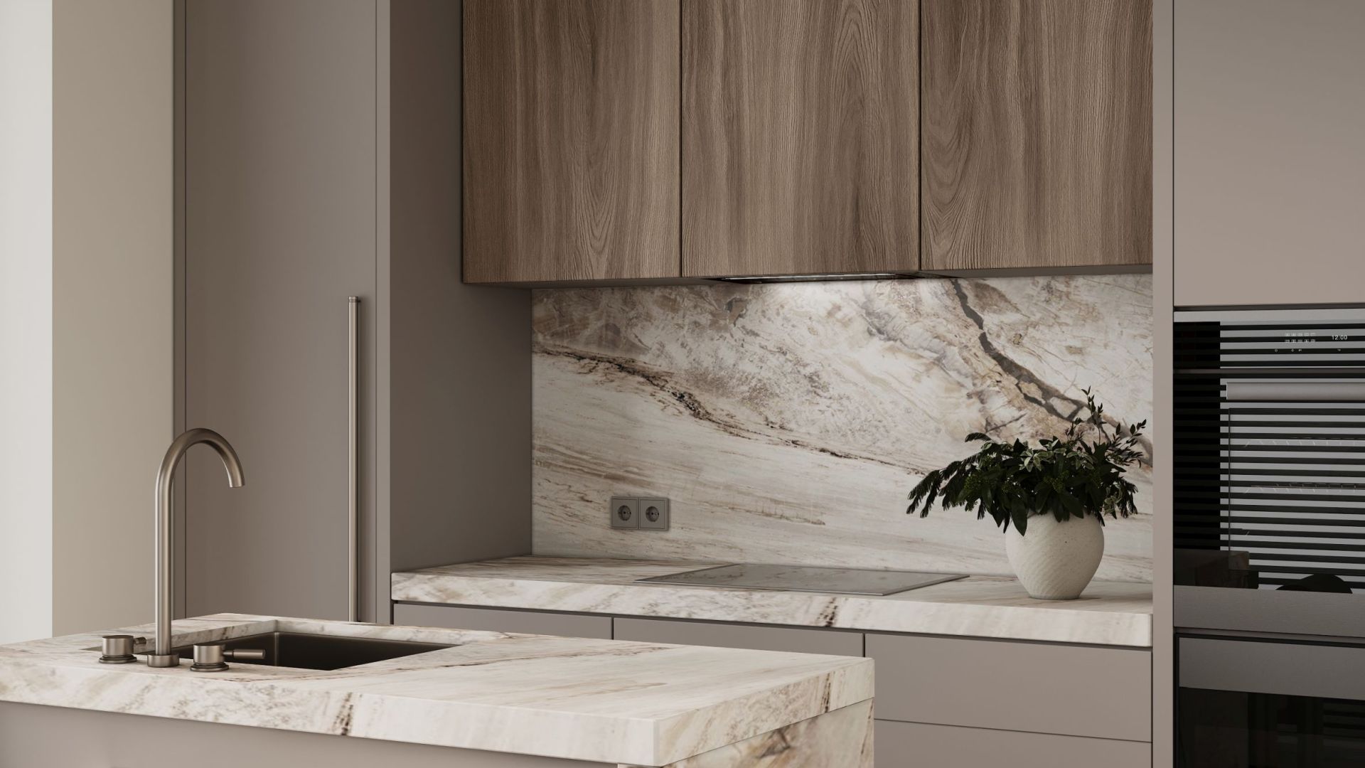 Okap podszafkowy Lando Glass Black Gesture Control - Czarny - Wizualizacja