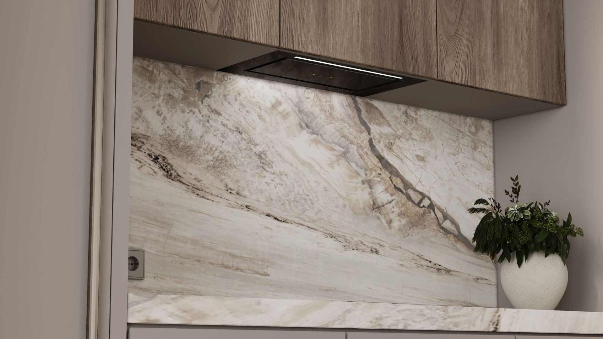 Okap podszafkowy Lando Glass Black Gesture Control - Czarny - Wizualizacja 2