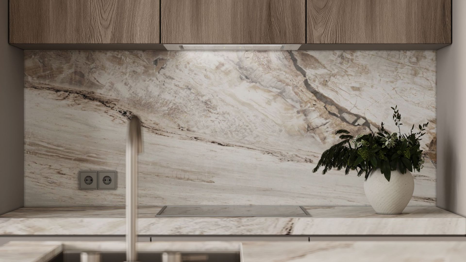 Okap podszafkowy Lando Glass White Gesture Control - Biały - Wizualizacja 2