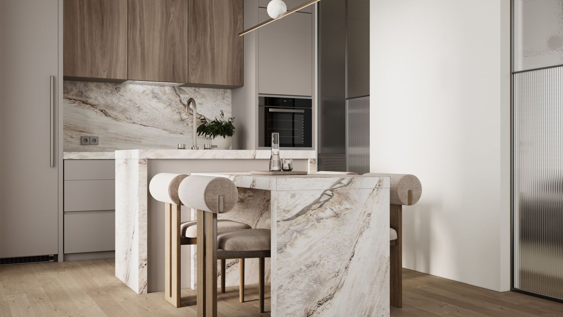 Okap podszafkowy Lando Glass White Gesture Control - Biały - Wizualizacja 3