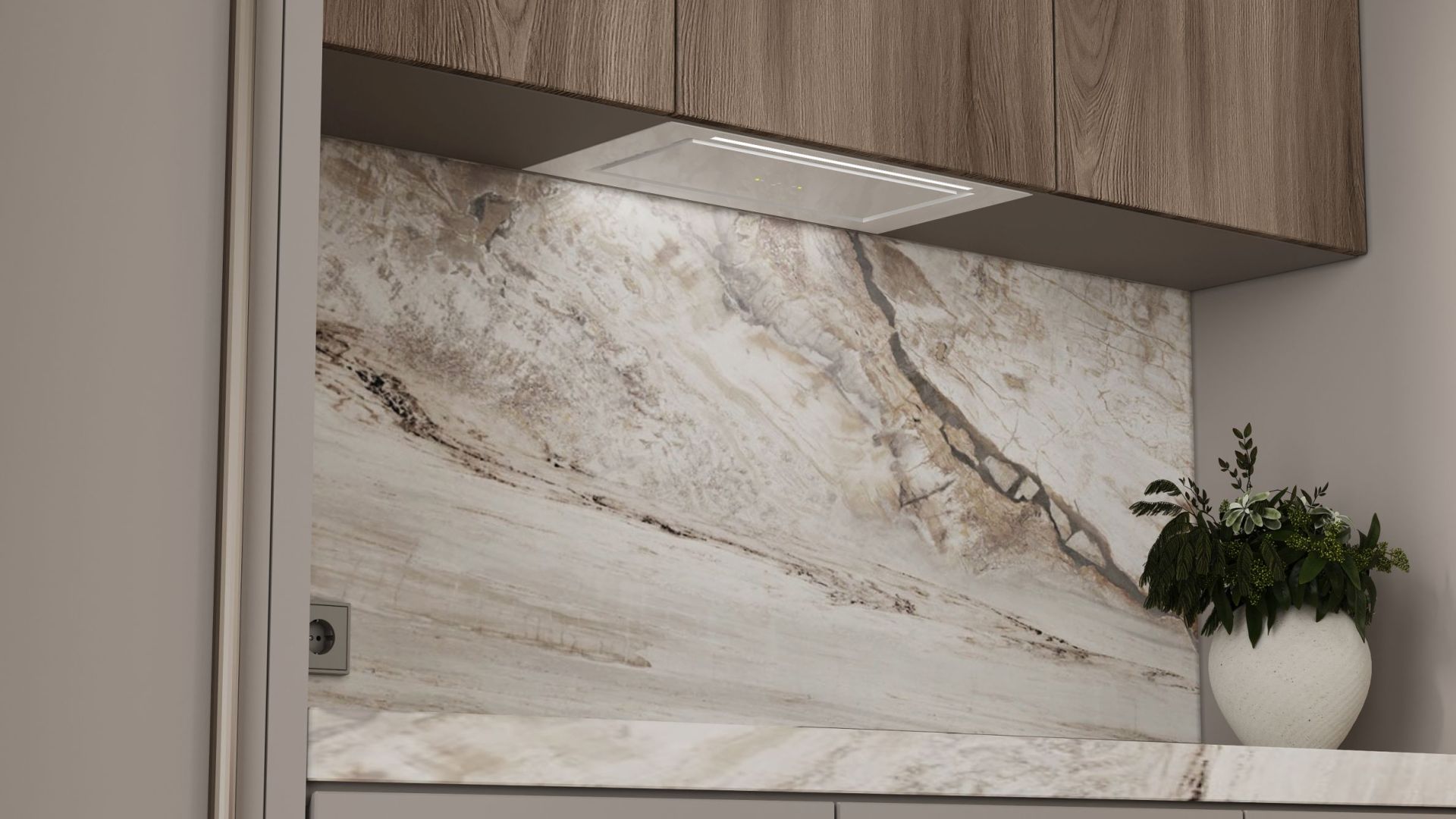 Okap podszafkowy Lando Glass White Gesture Control - Biały - Wizualizacja 4