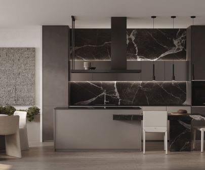 Okap wyspowy Metropolis Black Matt - Czarny Matt - 120 cm / 150 cm / 180 cm - Wizualizacja